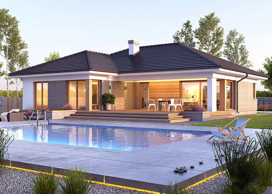 AS / NZS / USA Light Steel Frame Modular Prefabricated House Kits Villa